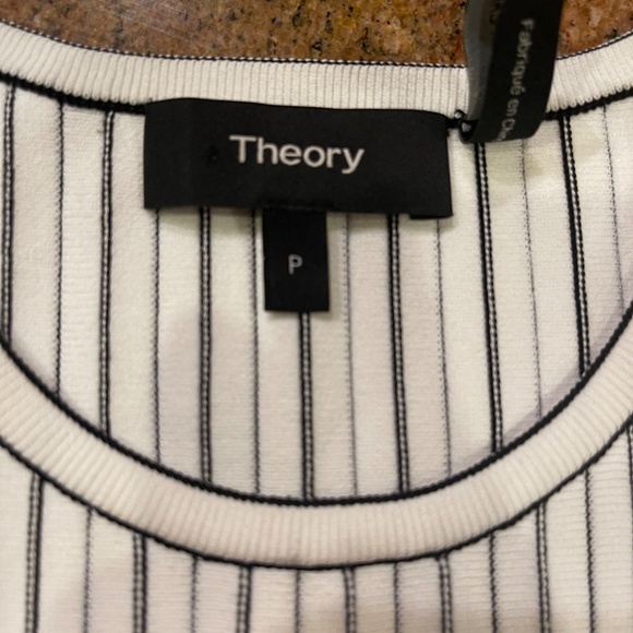 NWT!Theory White and Black Striped Peplum Tank, Top, Knit Size Petite Retail: $2 - Picture 8 of 16